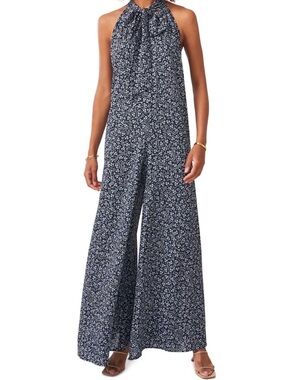 1. State Navy Floral Halter Wide-Leg Jumpsuit